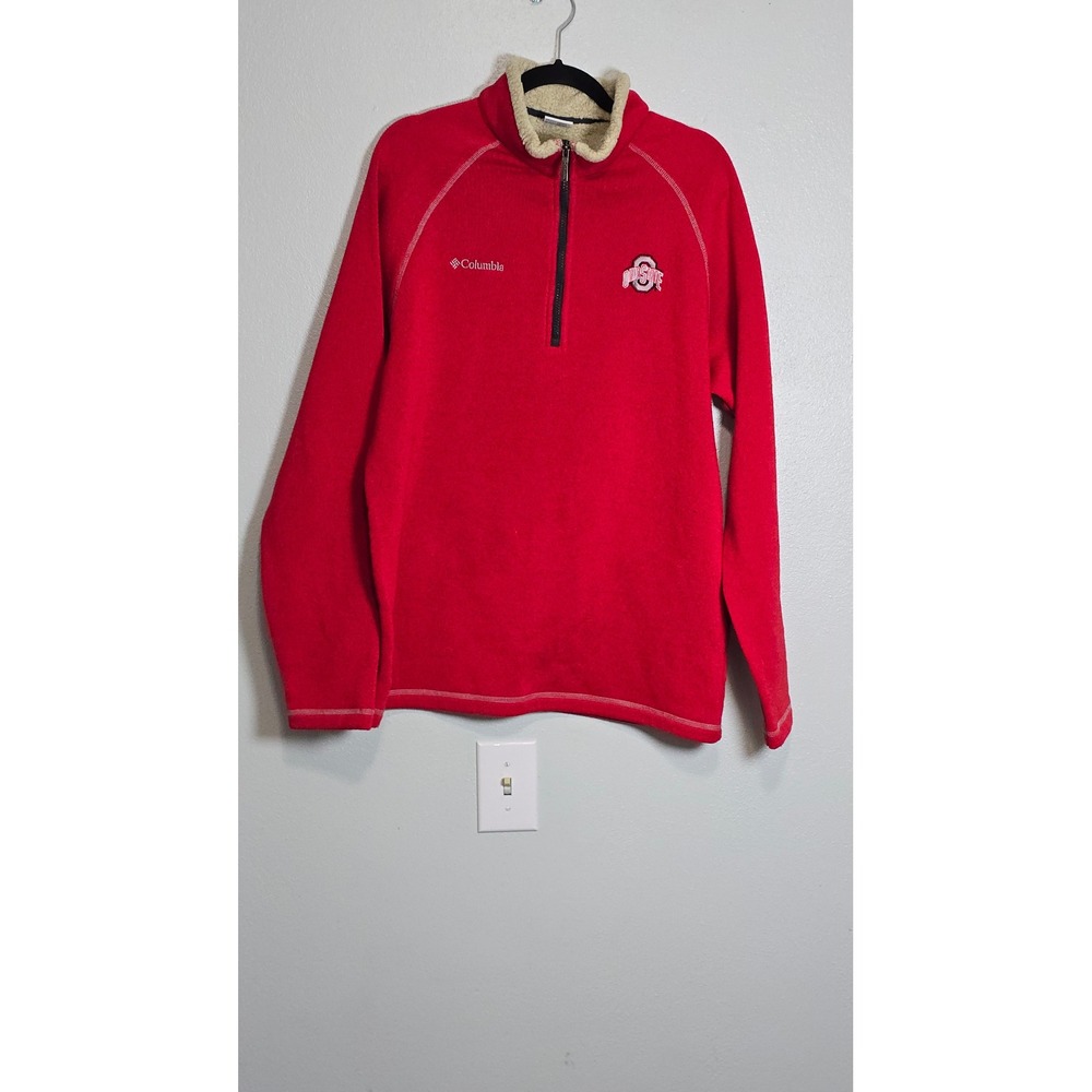 Columbia Mens Ohio State Buckeyes Quarter Zip Fleece Pullover Red XL NCAA